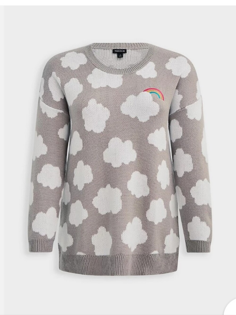 Torrid NEW Plus Size 1x: Cream Cloud Knit Sweater Rainbow Detail - Picture 3 of 7